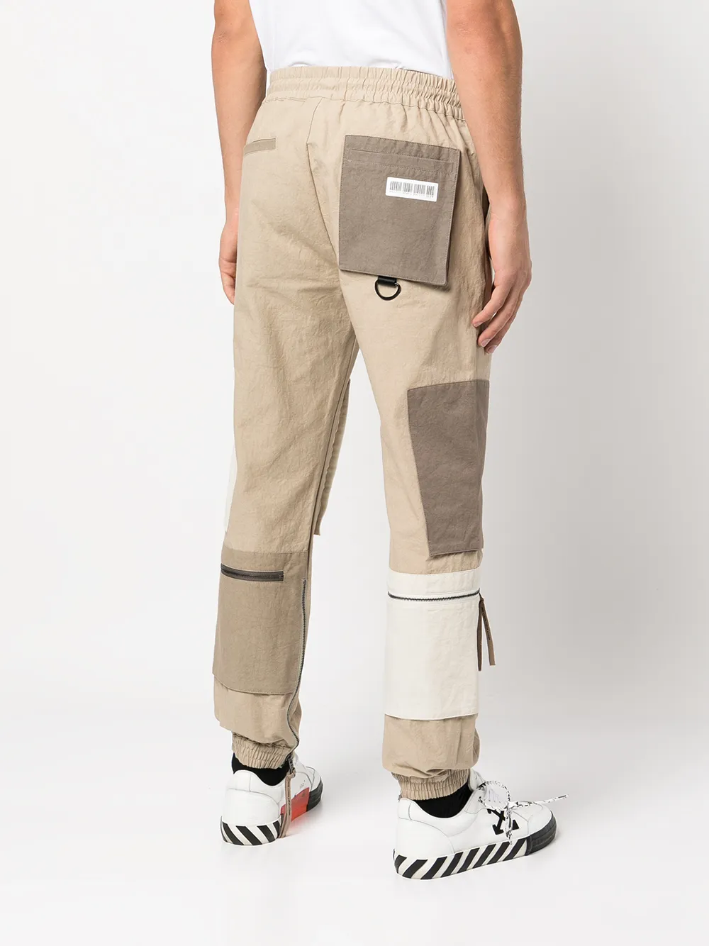 Shop Mostly Heard Rarely Seen Patchwork Zip-pocket Trousers In Brown