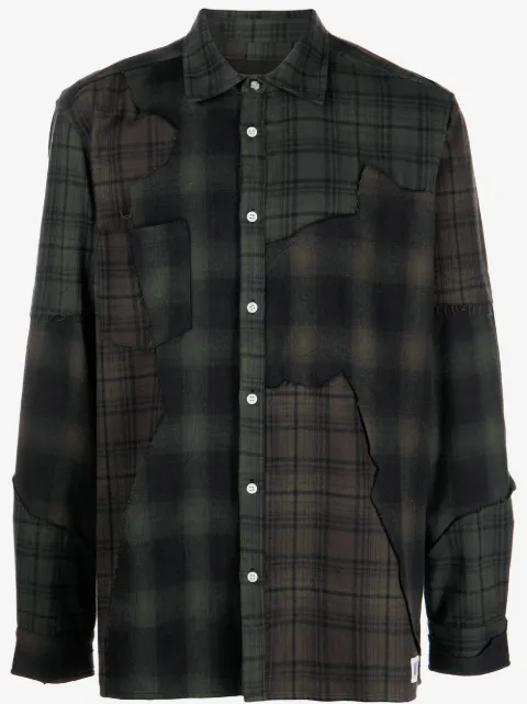 Mostly Heard Rarely Seen plaid-check patchwork shirt 