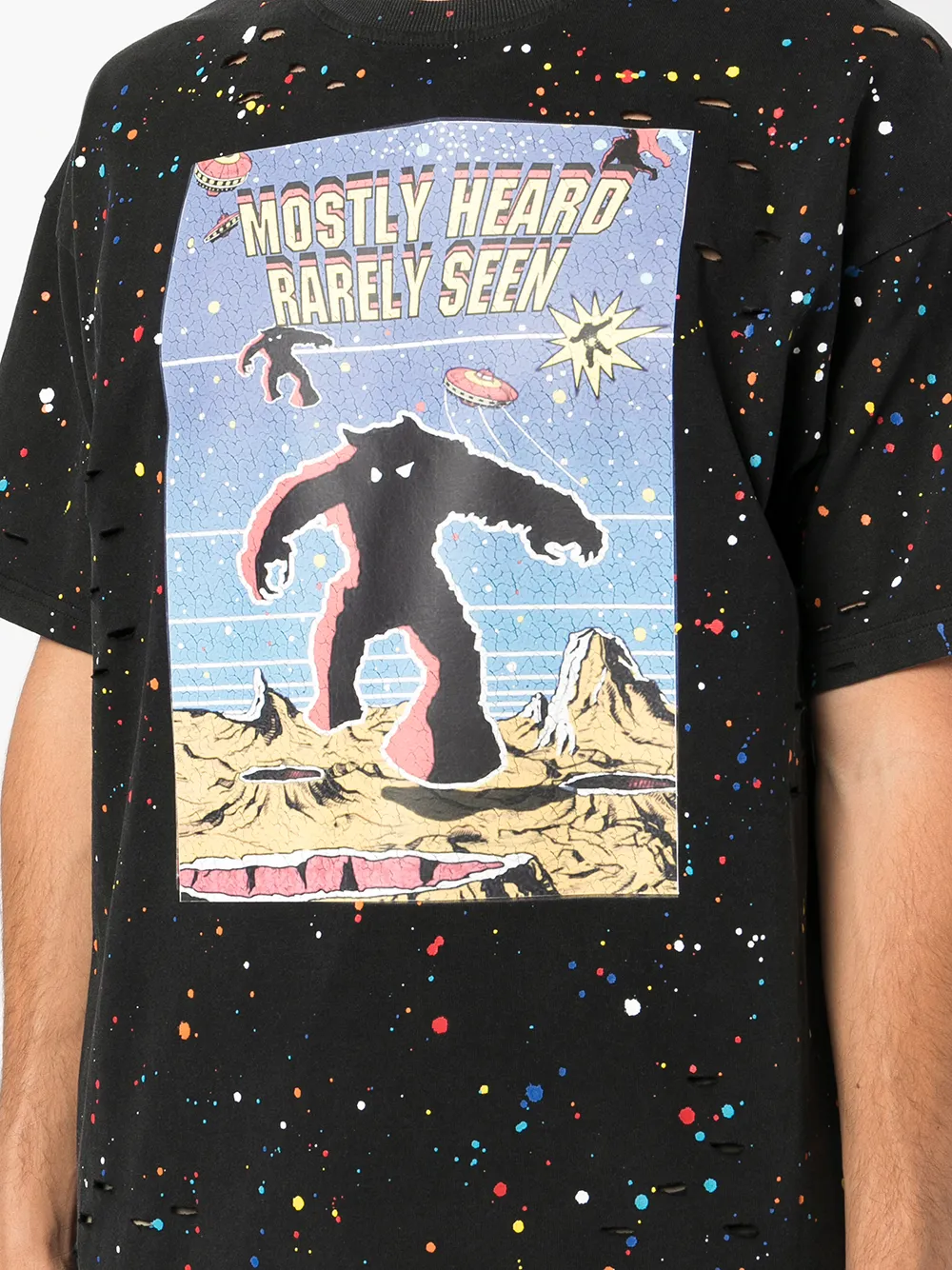 Shop Mostly Heard Rarely Seen Graphic-print Paint T-shirt In Black