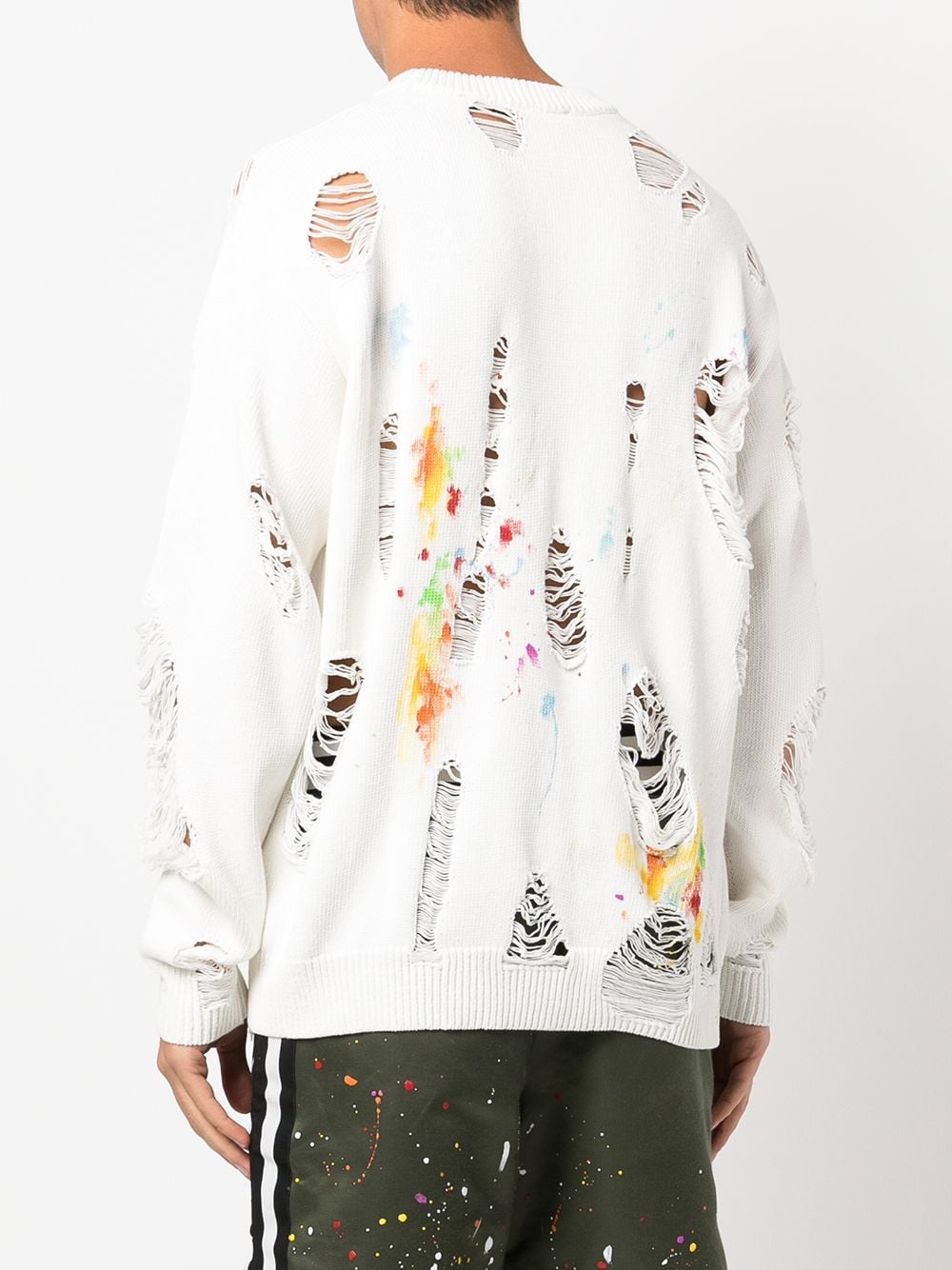 Shop Mostly Heard Rarely Seen Distressed Paint-splatter Sweatshirt In White