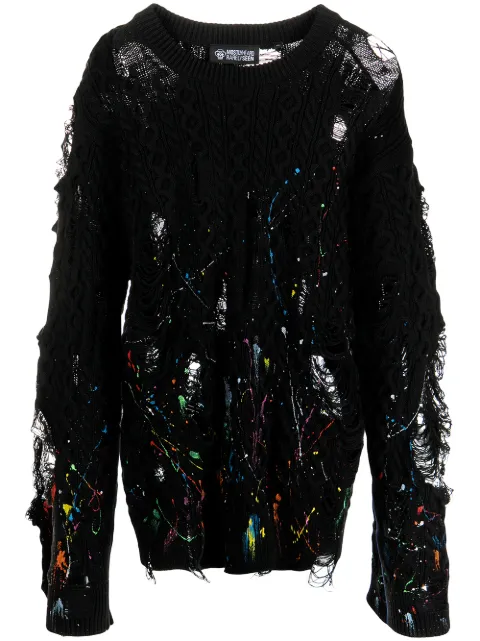 Mostly Heard Rarely Seen distressed paint-splatter sweatshirt
