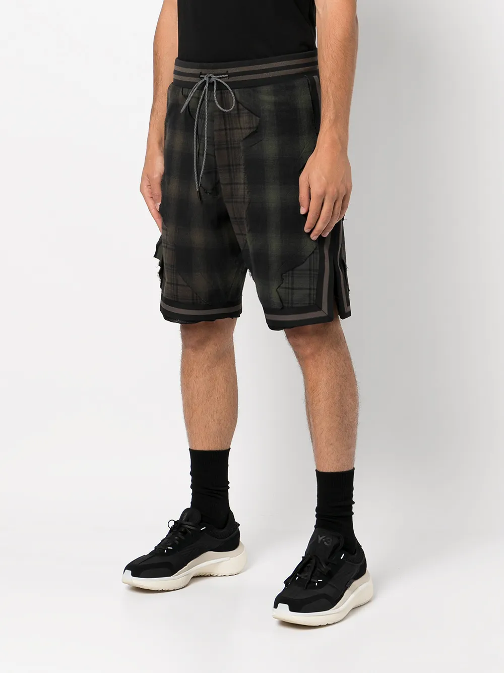 Shop Mostly Heard Rarely Seen Plaid Drawstring Basketball Shorts In Black