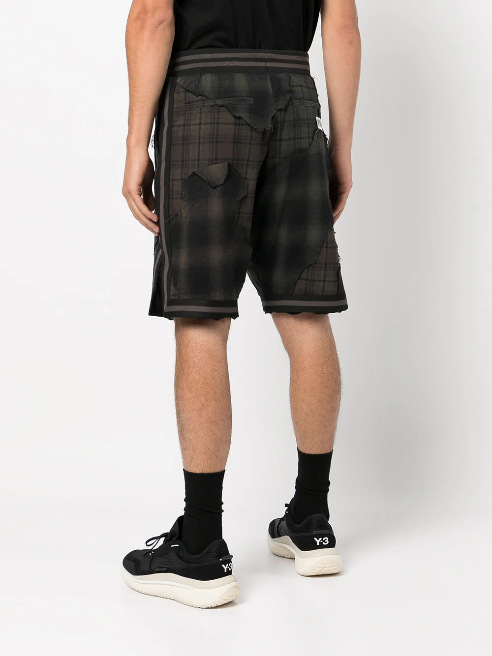 Shop Mostly Heard Rarely Seen Plaid Drawstring Basketball Shorts In Black