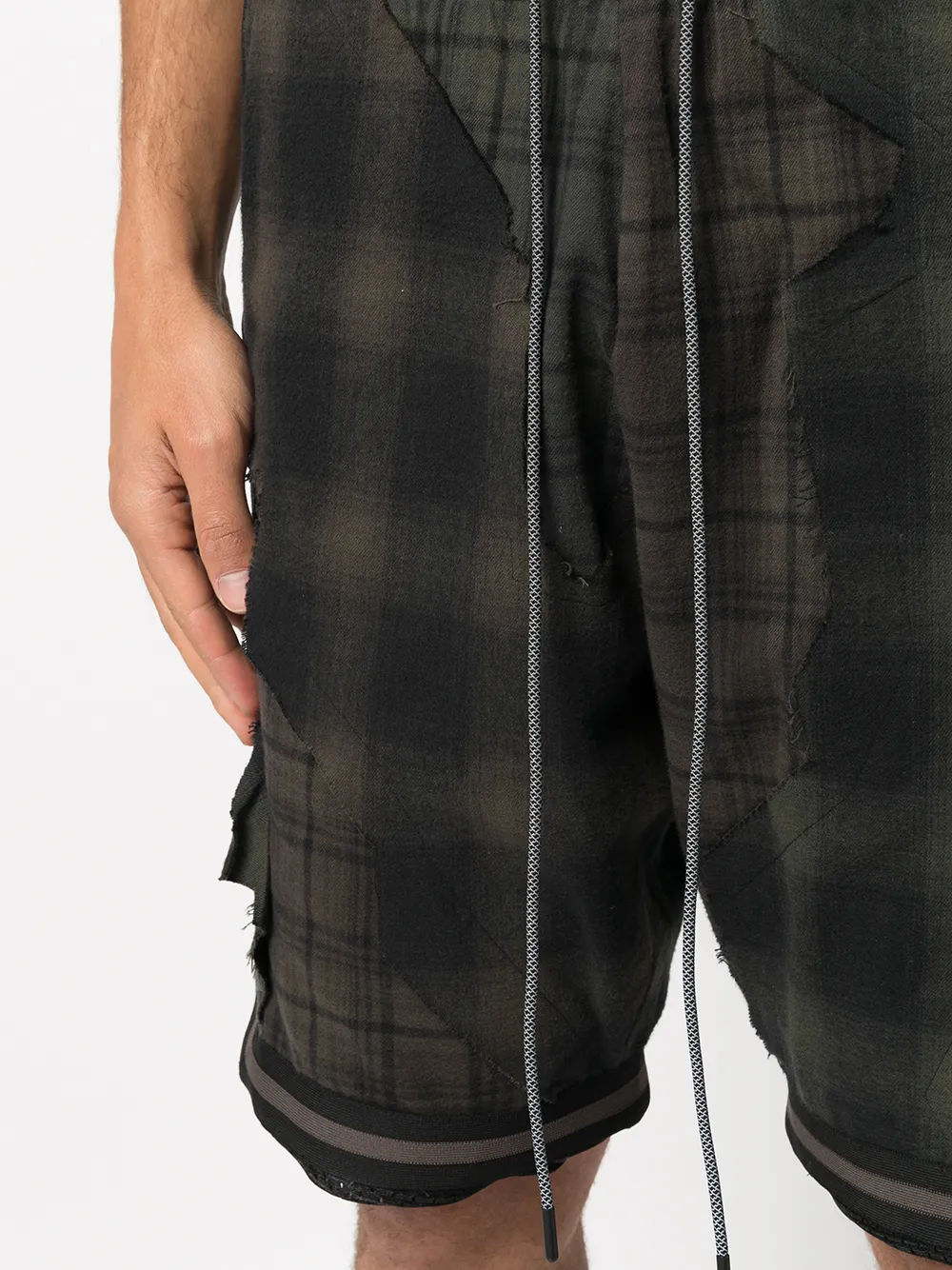 Shop Mostly Heard Rarely Seen Plaid Drawstring Basketball Shorts In Black