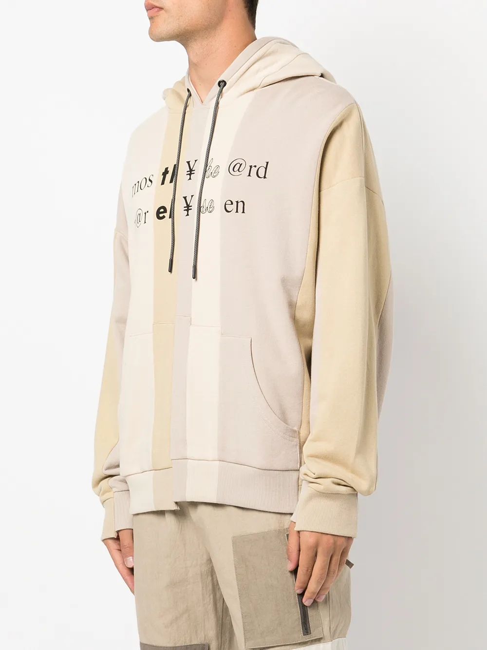 Shop Mostly Heard Rarely Seen Spliced Text Long-sleeve Hoodie In Neutrals