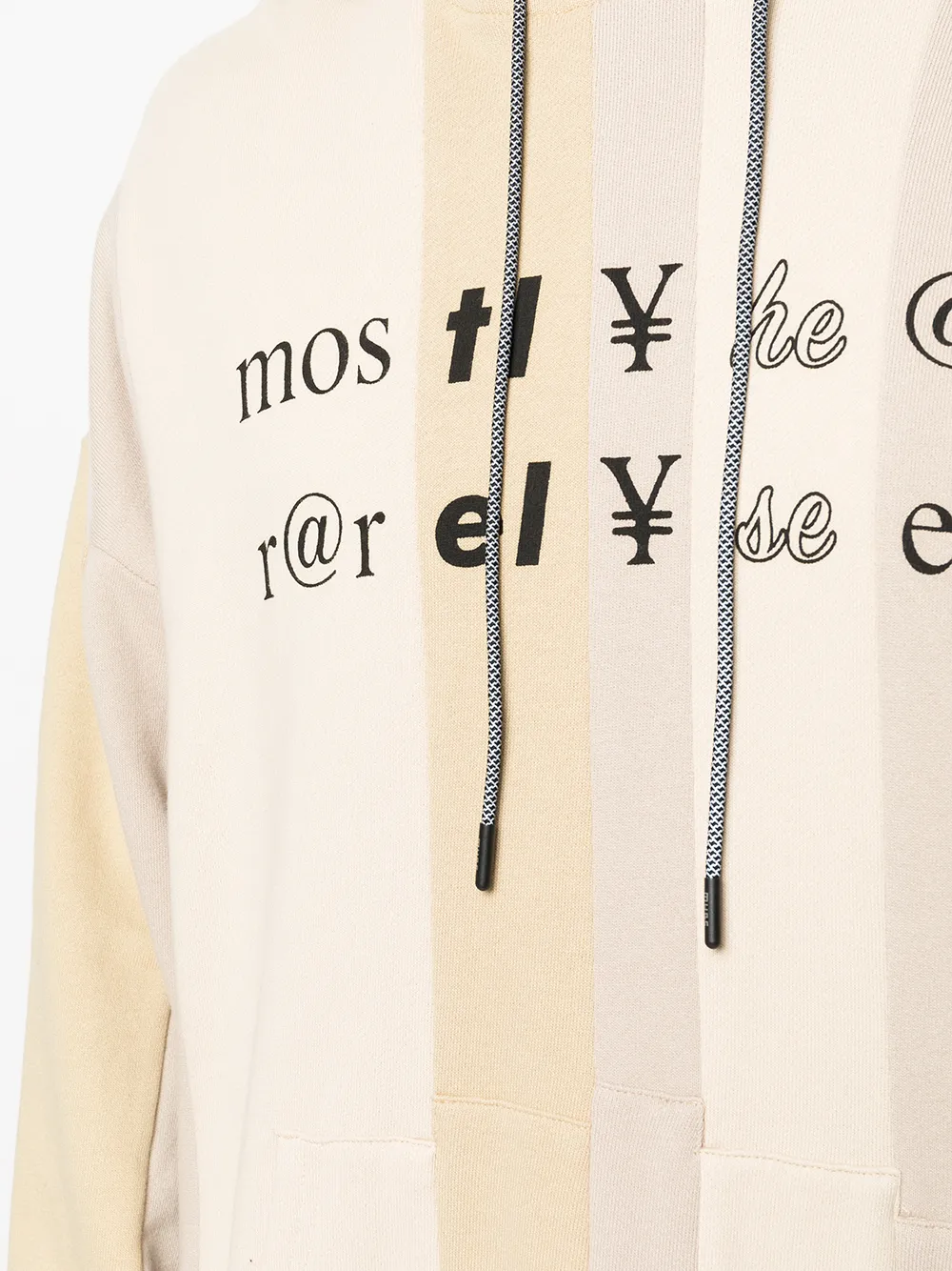 Shop Mostly Heard Rarely Seen Spliced Text Long-sleeve Hoodie In Neutrals