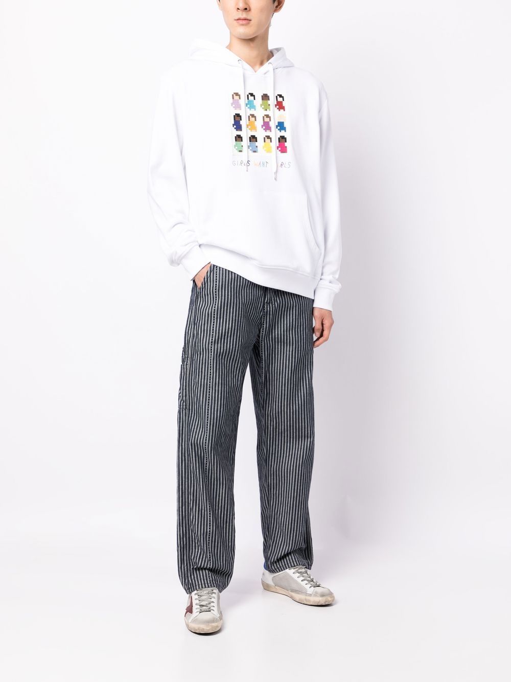 Shop Mostly Heard Rarely Seen 8-bit Graphic-print Cotton Hoodie In White