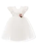 Tulleen floral-appliqué tulle dress - White