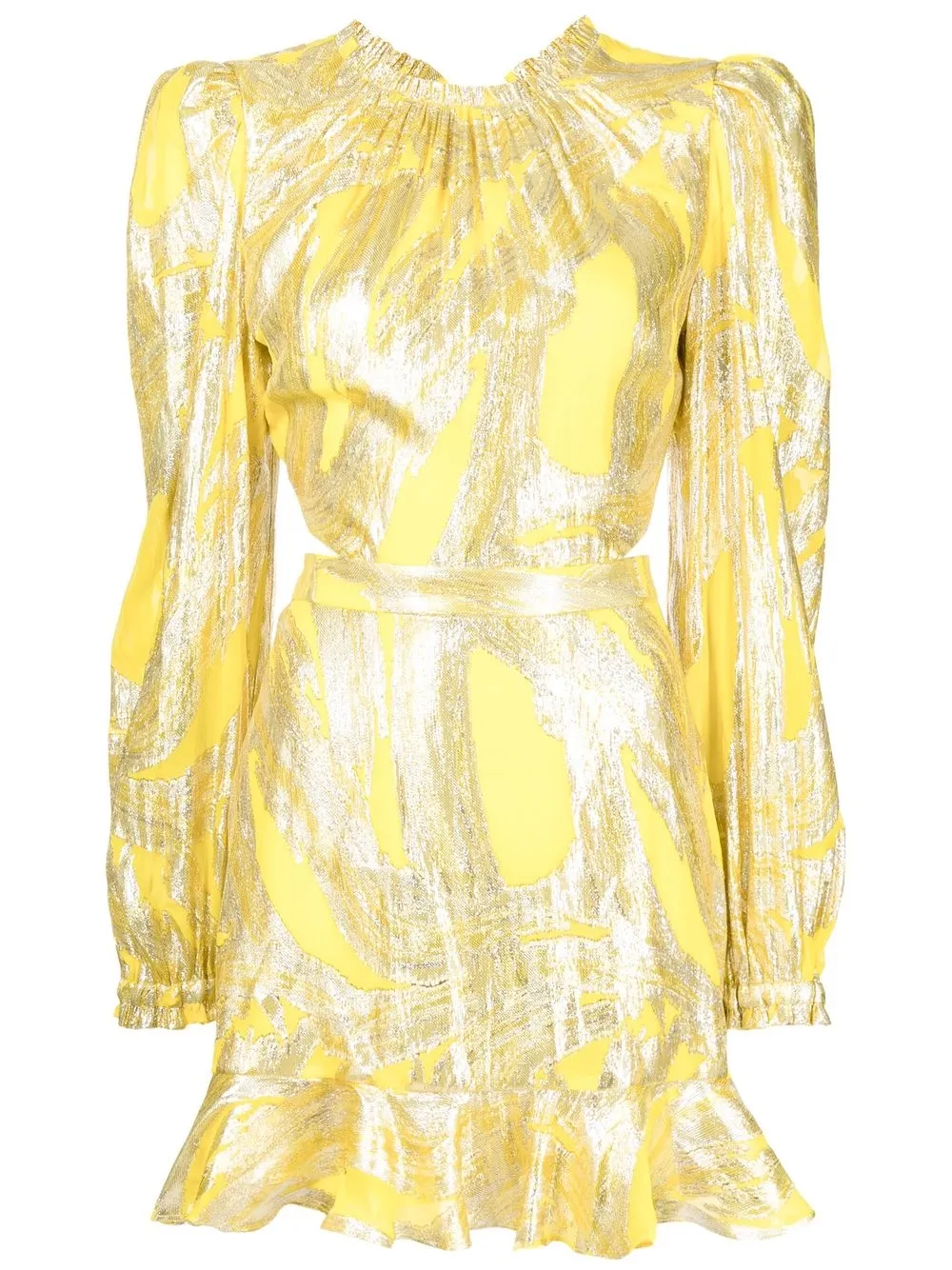 

Rebecca Vallance Navarro metallic-print open-back mini dress - Yellow