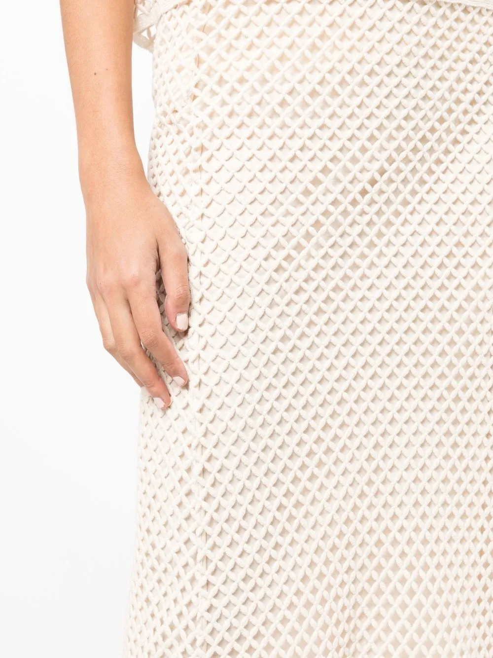 Goen J Open-knit Midi Skirt In White
