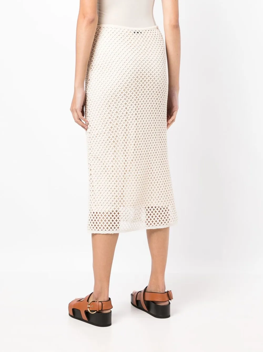 Goen J Open-knit Midi Skirt In White
