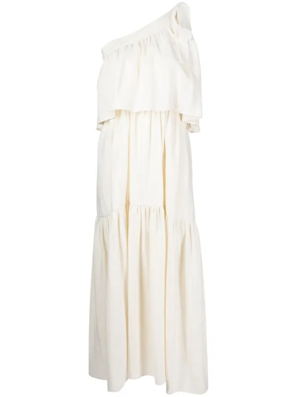 goen.j one shoulder dress Goen.J Gathered One-shoulder Long Dress