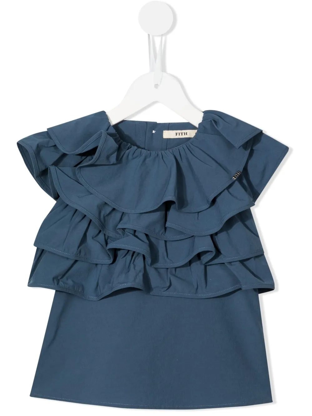 Fith Ruffle-trimmed Short-sleeve Blouse In Blau