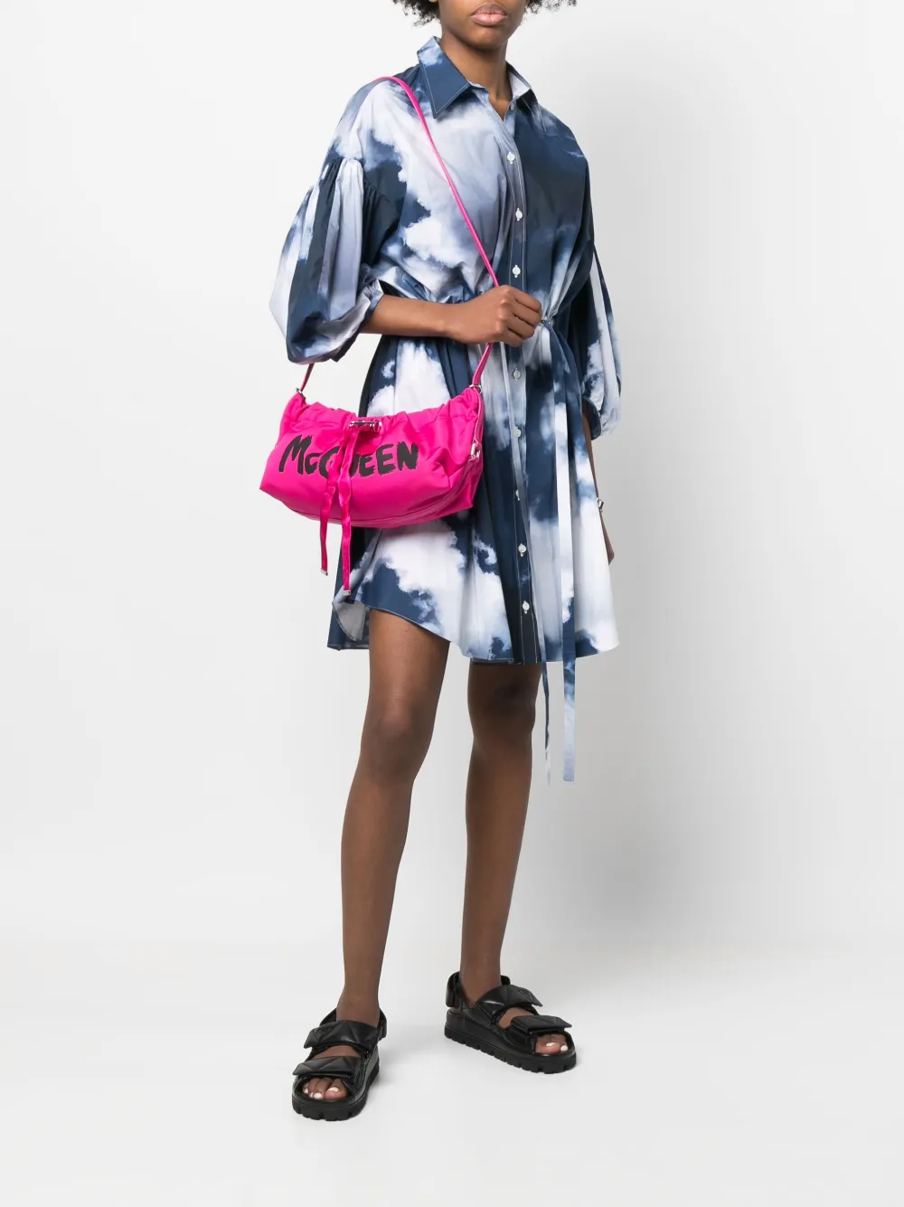 Alexander McQueen Schoudertas met logoprint - Roze