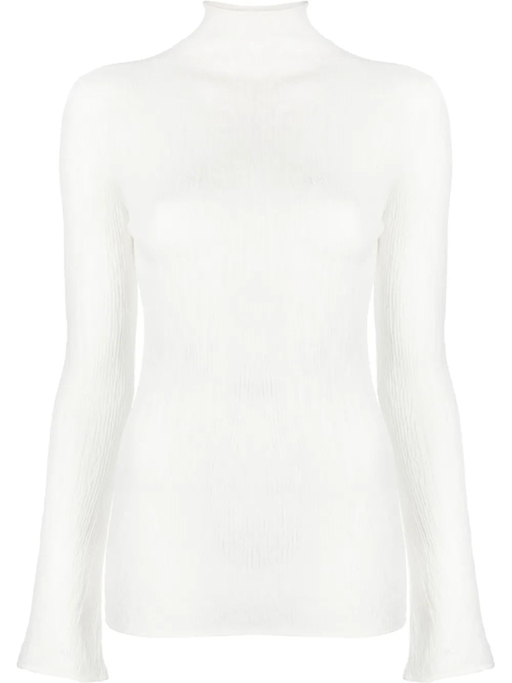 

Salvatore Ferragamo top manga larga con cuello alzado - Blanco