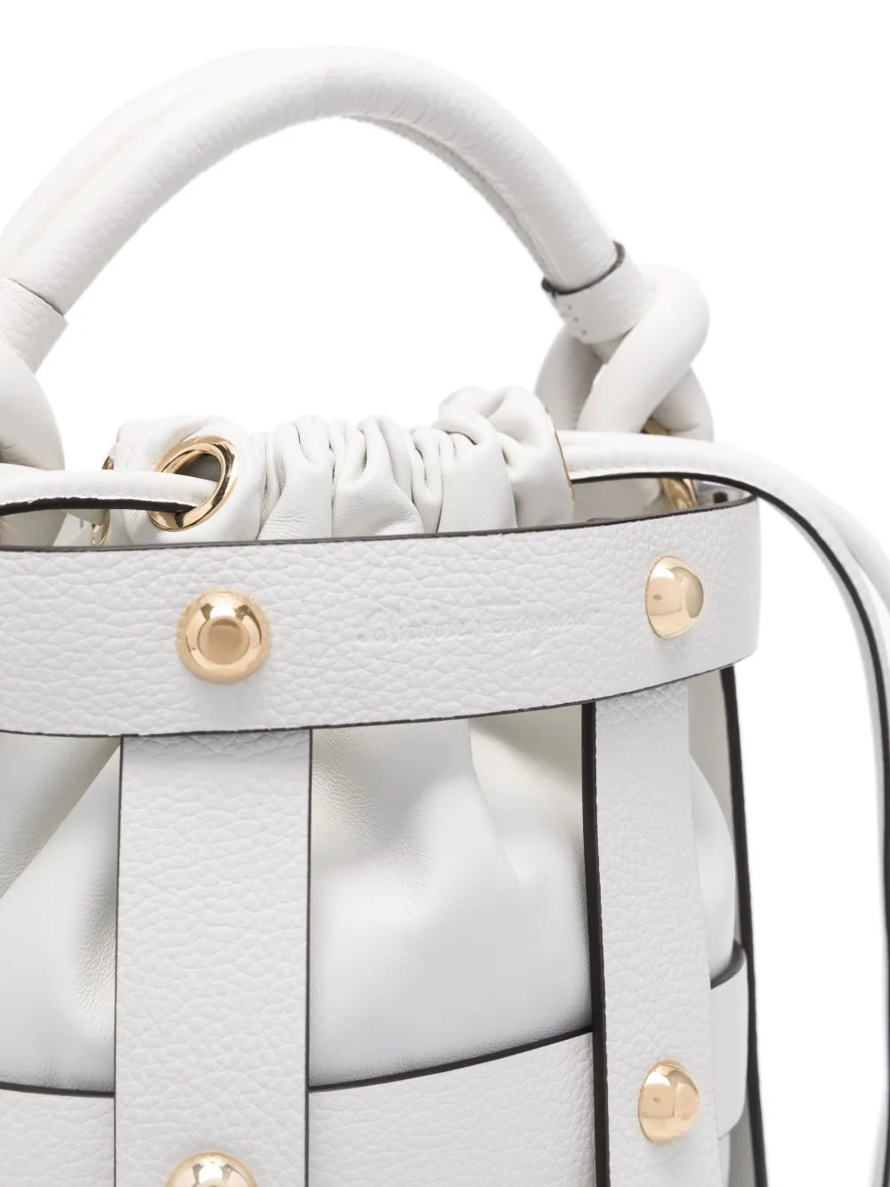 FERRAGAMO STUD-EMBELLISHED BUCKET BAG