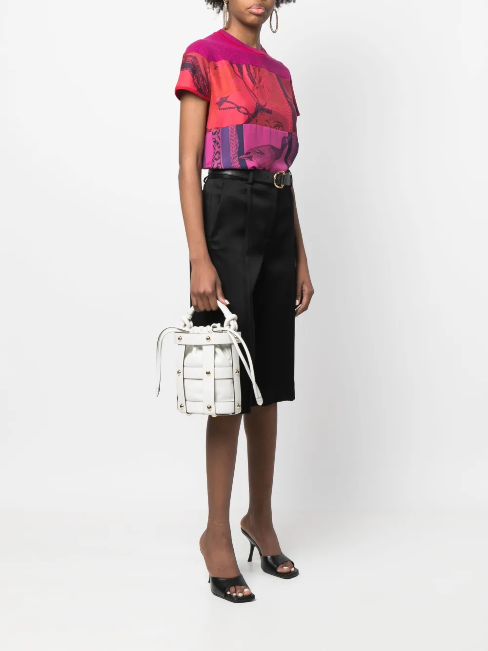 FERRAGAMO STUD-EMBELLISHED BUCKET BAG