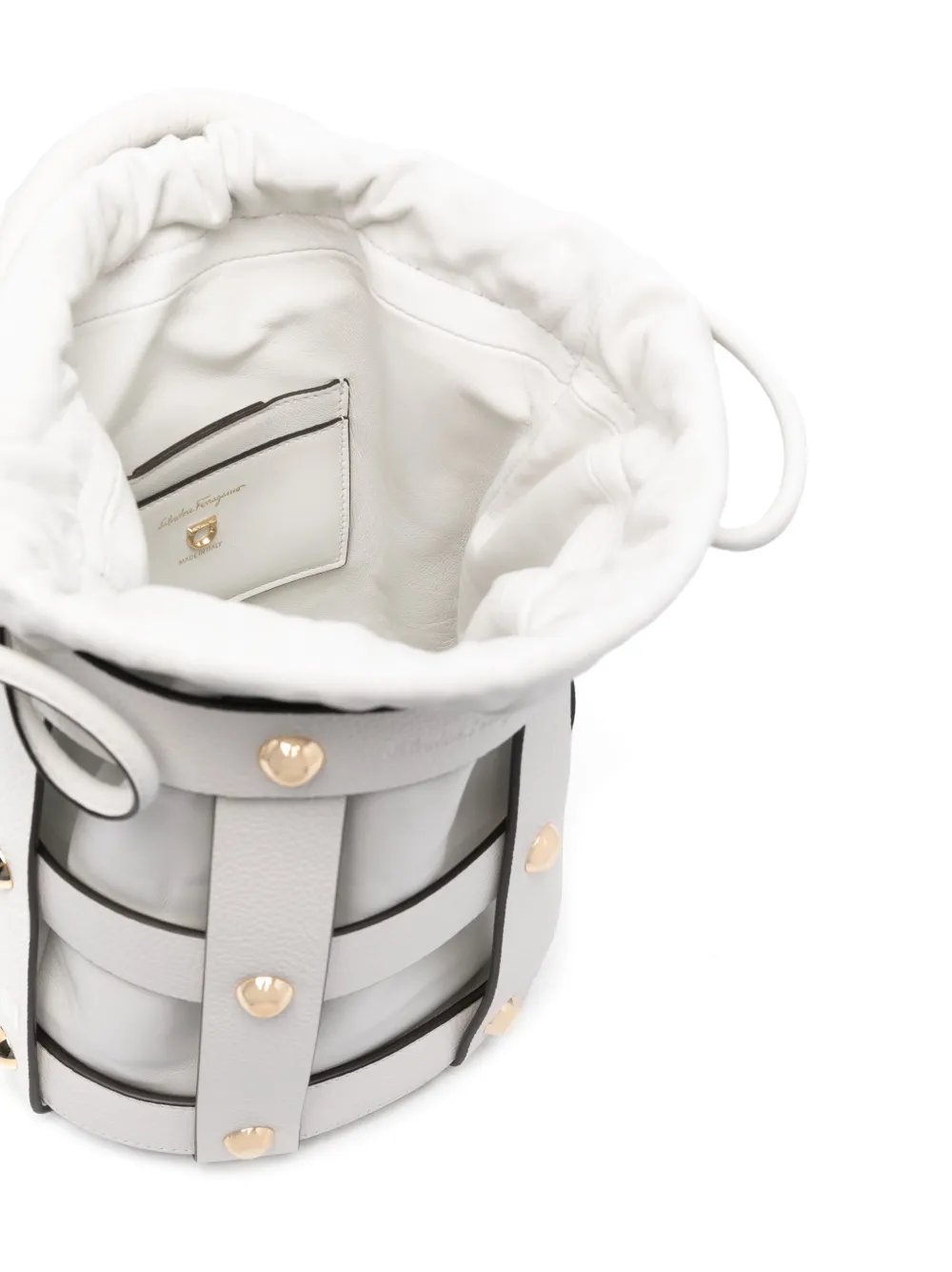 FERRAGAMO STUD-EMBELLISHED BUCKET BAG