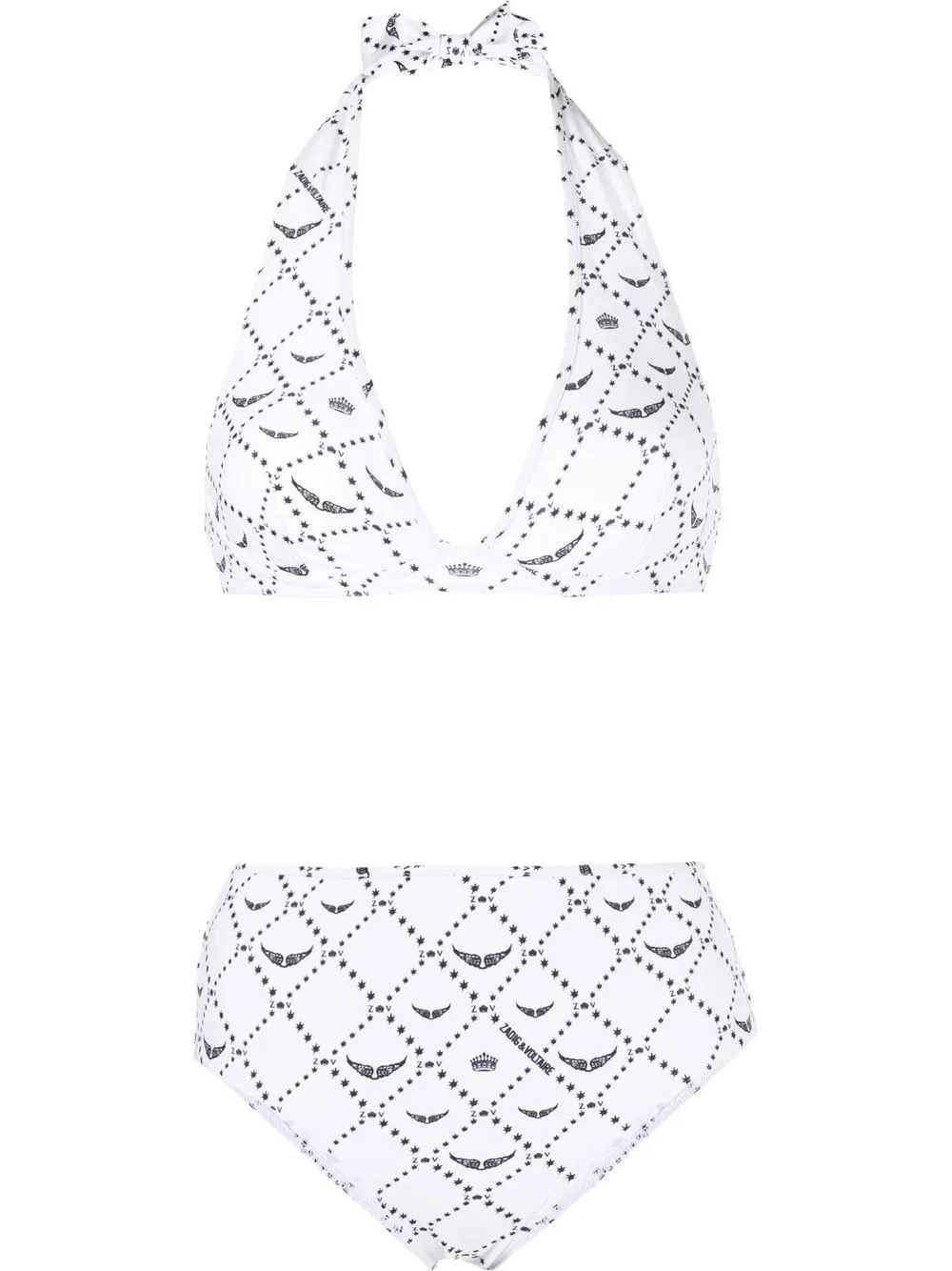 

Zadig&Voltaire traje de baño con logo estampado y cuello halter - Blanco