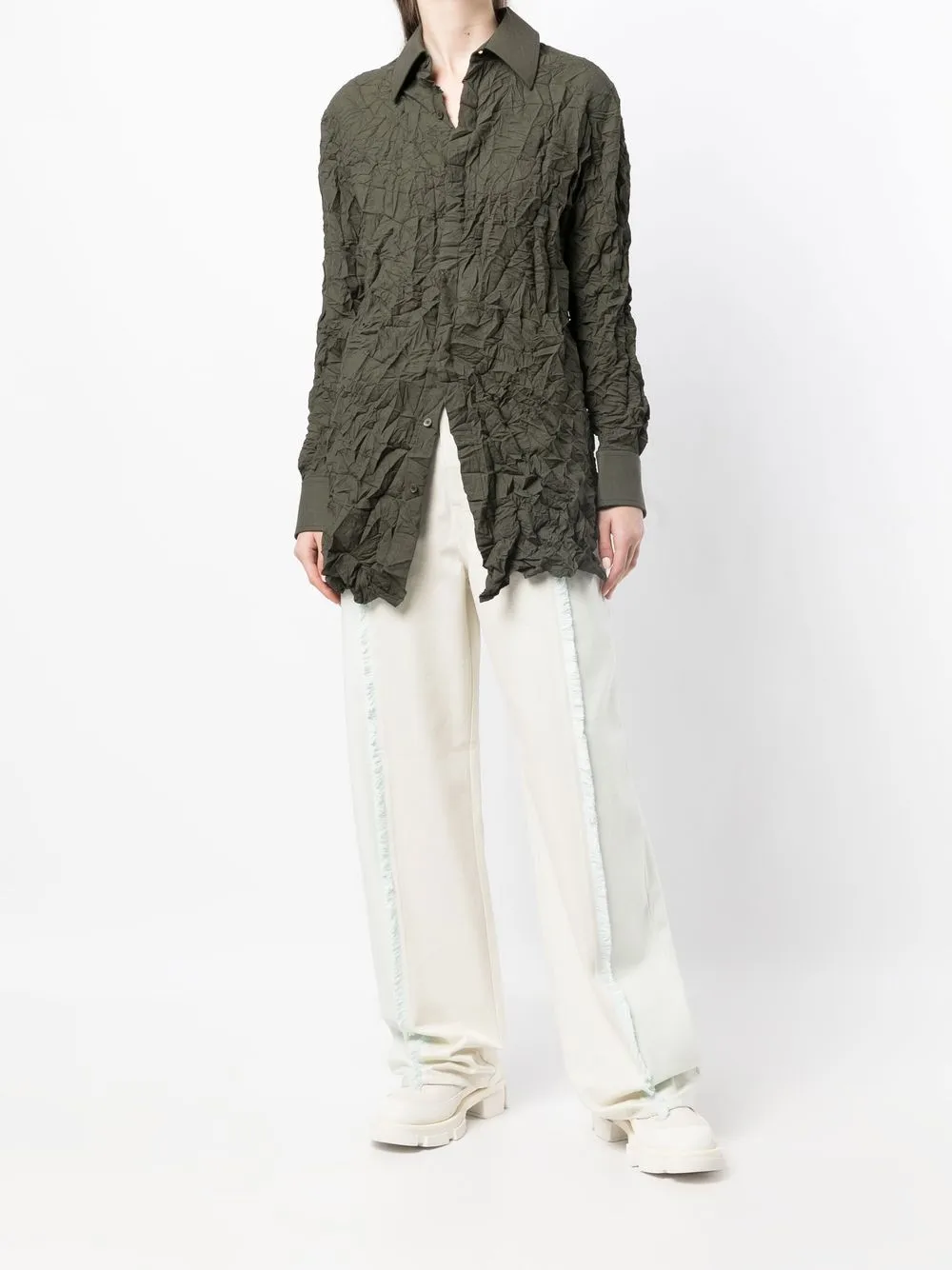 Dion Lee Oversized Crinkle Shirt In Green | ModeSens