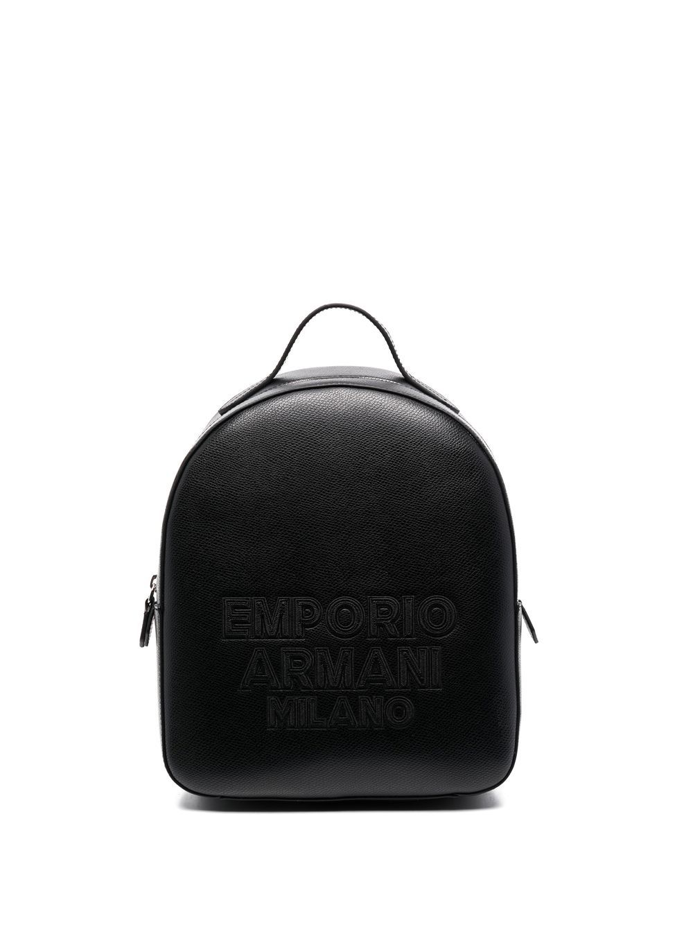 Shop Emporio Armani Embroidered Logo Backpack In Schwarz