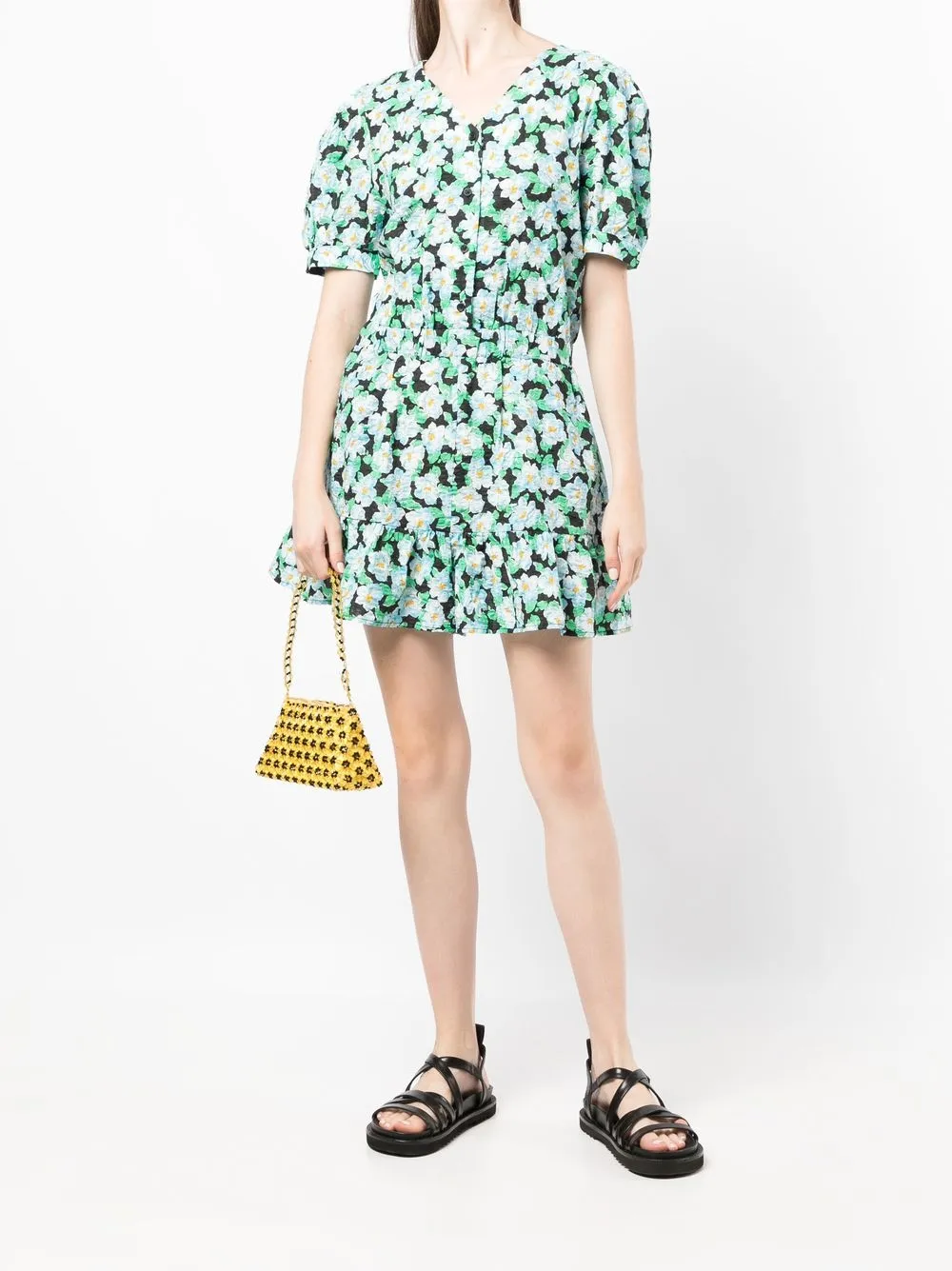 b+ab Playsuit met bloemenprint - Blauw
