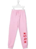 MSGM Kids logo-print tapered track pants - Pink