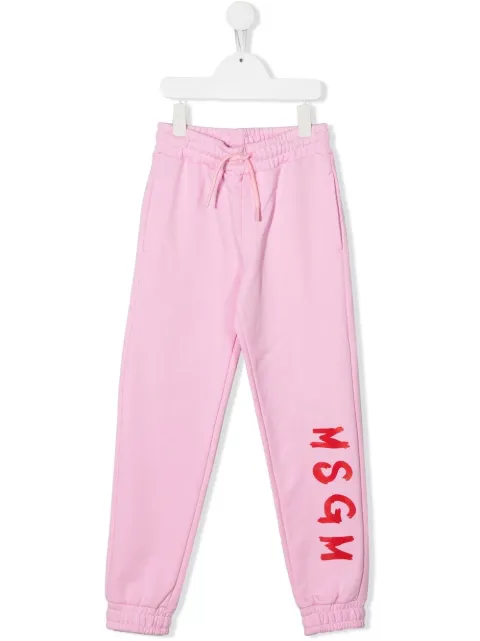 MSGM Kids logo-print tapered track pants