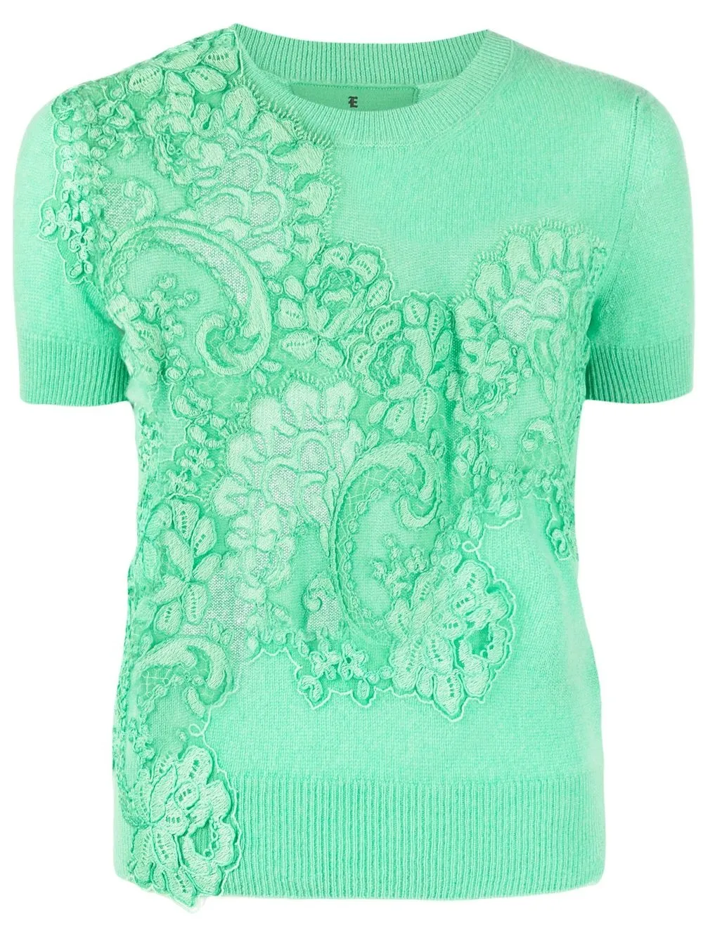 

Ermanno Scervino top tejido con encaje floral - Verde