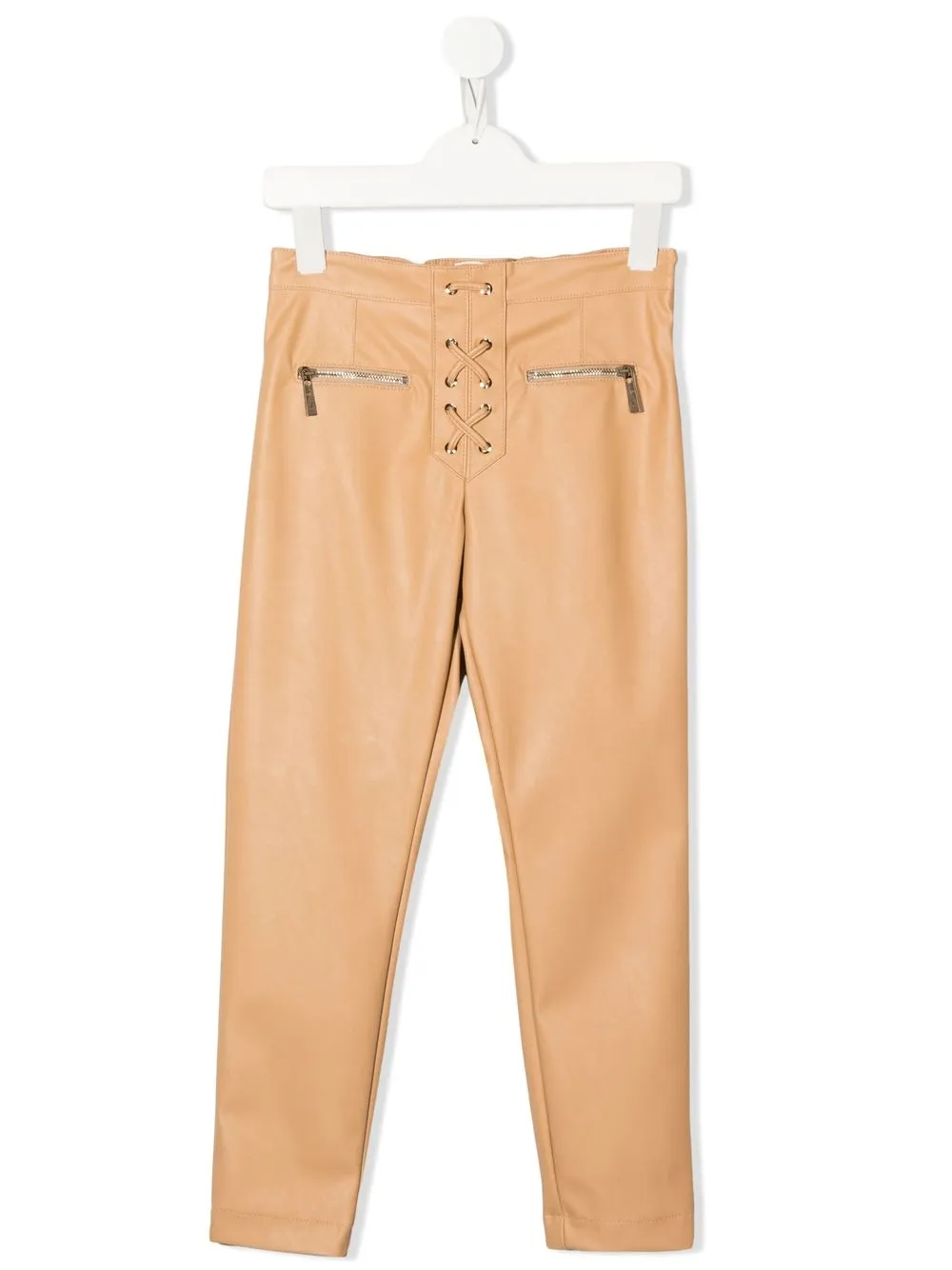 

Elisabetta Franchi La Mia Bambina front lace-up detail trousers - Neutrals