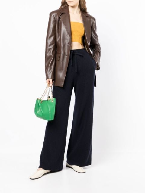 ribbed drawstring wide-leg trousers