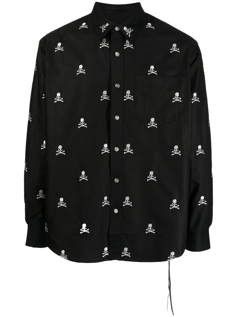 Mastermind World embroidered-skull long-sleeve shirt - Black