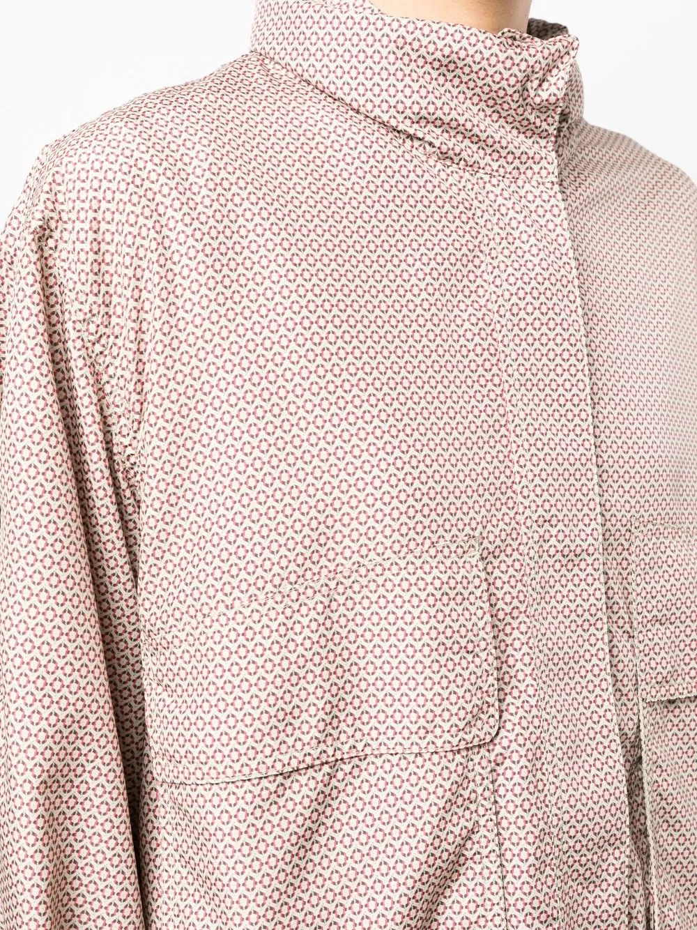 Shop Goen J Geometric Print Windbreaker Jacket In Neutrals