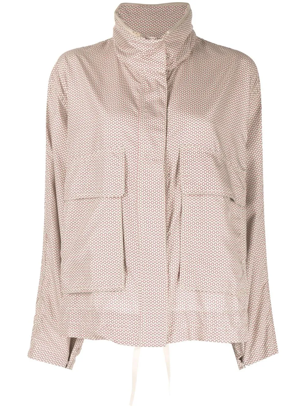 Goen J Geometric Print Windbreaker Jacket In Neutrals