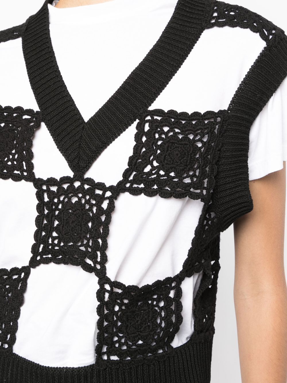 Shop Goen J Crochet Detail Knitted Vest In Black