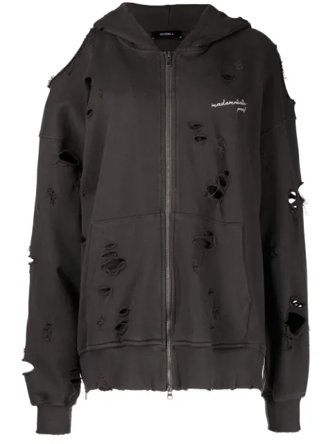 Goen.J hoodie effet-usé à logo brodé