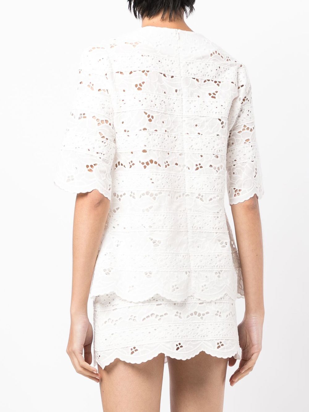 Shop Goen J Broderie-anglaise Floral Knitted Top In White
