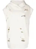 Goen.J distressed effect sleeveless hoodie - White