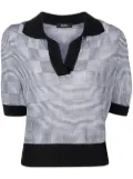 Goen.J checkerboard-print short-sleeved top - Black