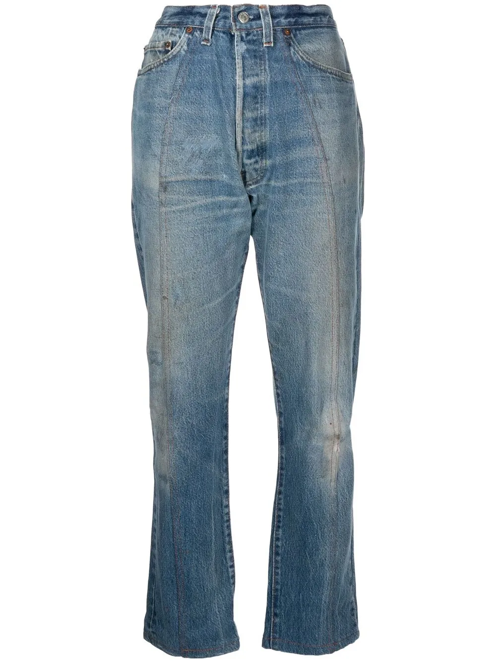 

B SIDES cropped wash jeans - Blue