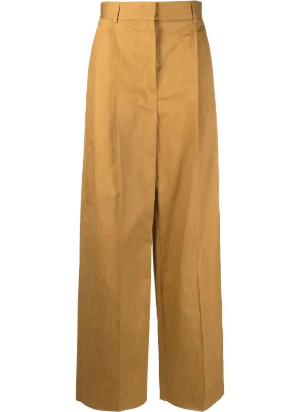 Ferragamo High-waisted Wide Leg Trousers in Neutrals