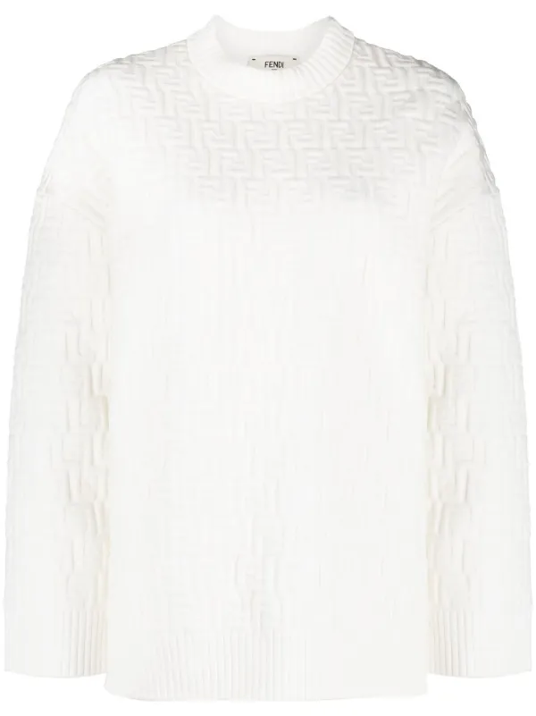 FENDI monogram-pattern long-sleeve Jumper White FARFETCH