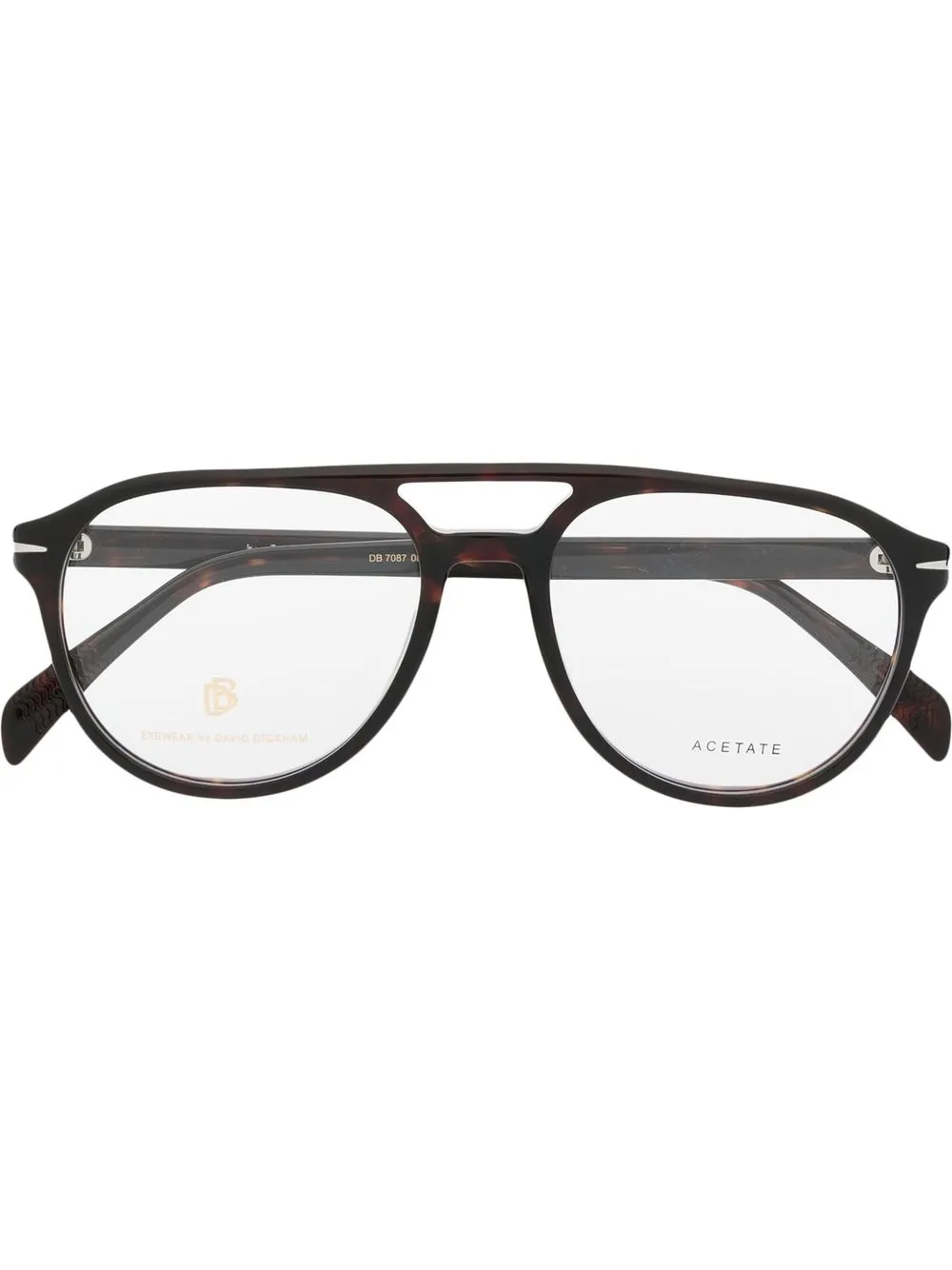 Eyewear by David Beckham トータスシェル パイロット 眼鏡フレーム - ブラウン Eyewear by David Beckham トータスシェル パイロット 眼鏡フレーム - ブラウン