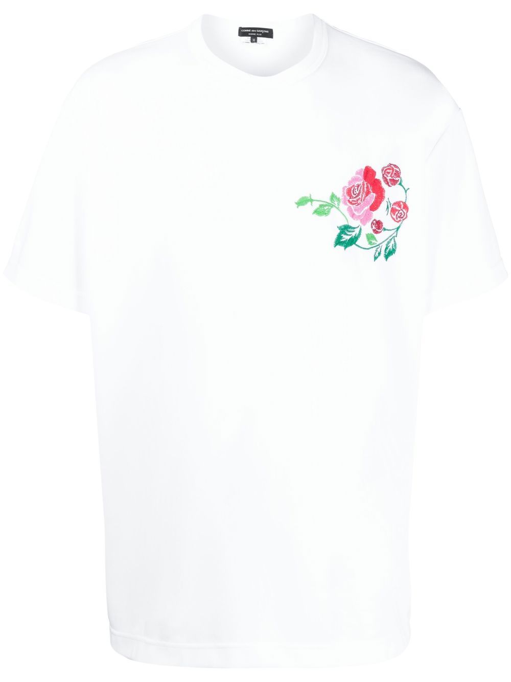 

Comme Des Garçons Homme Plus playera con bordado de rosa - Blanco