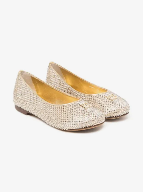 Dolce & Gabbana Kids TEEN crystal embellished ballerina pumps