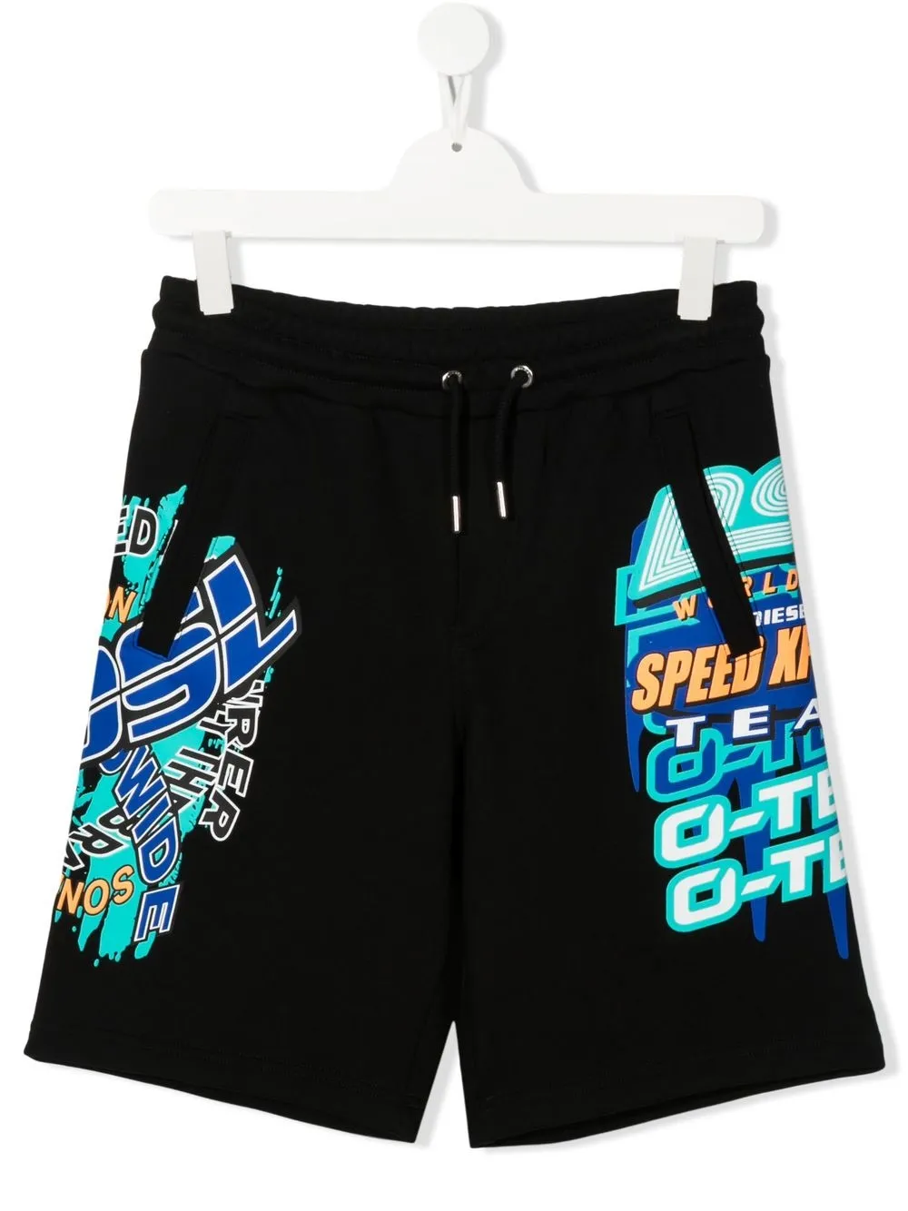 

Diesel Kids TEEN graphic-print cotton shorts - Black