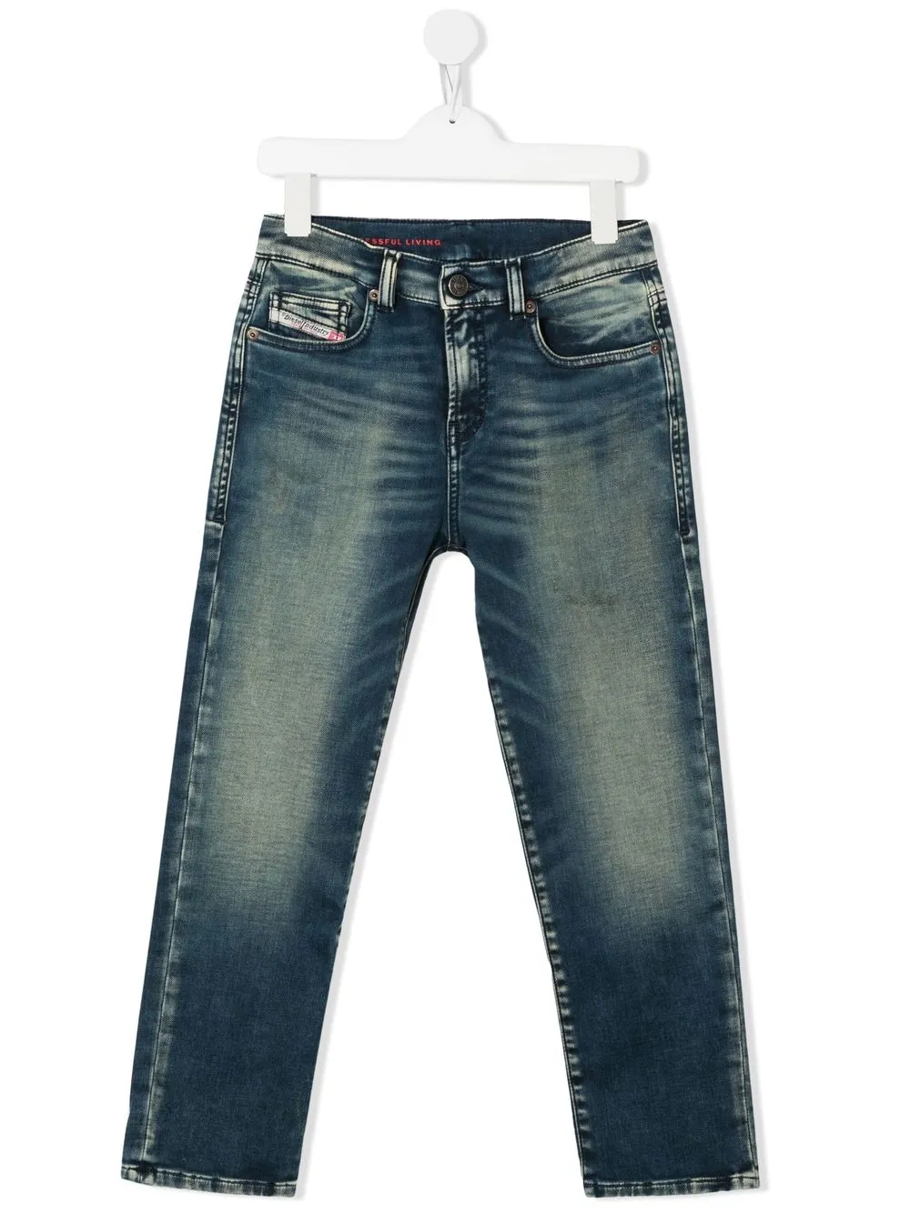 

Diesel Kids skinny jeans con efecto lavado - Azul