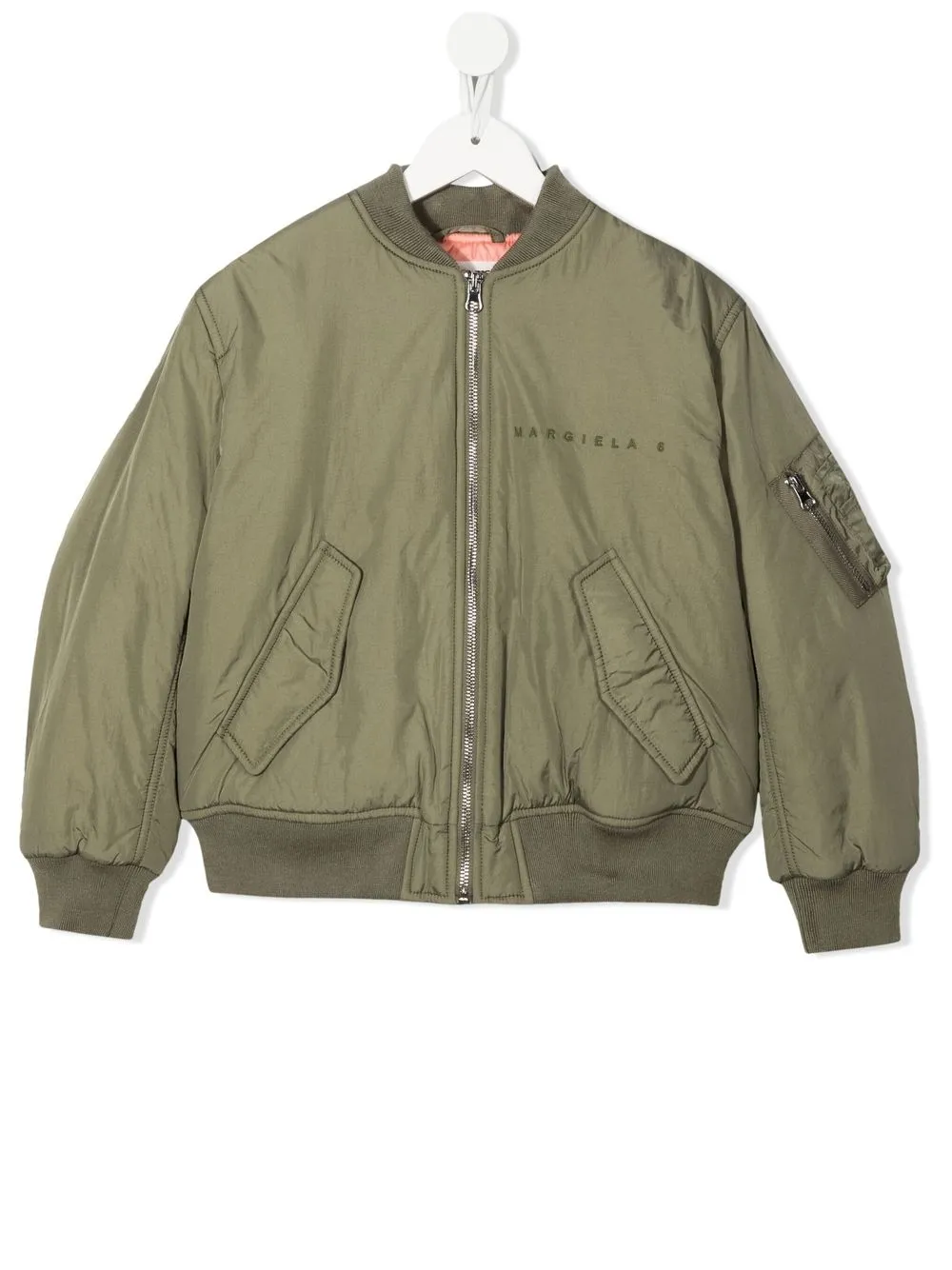 

MM6 Maison Margiela Kids chamarra bomber con logo bordado - Verde