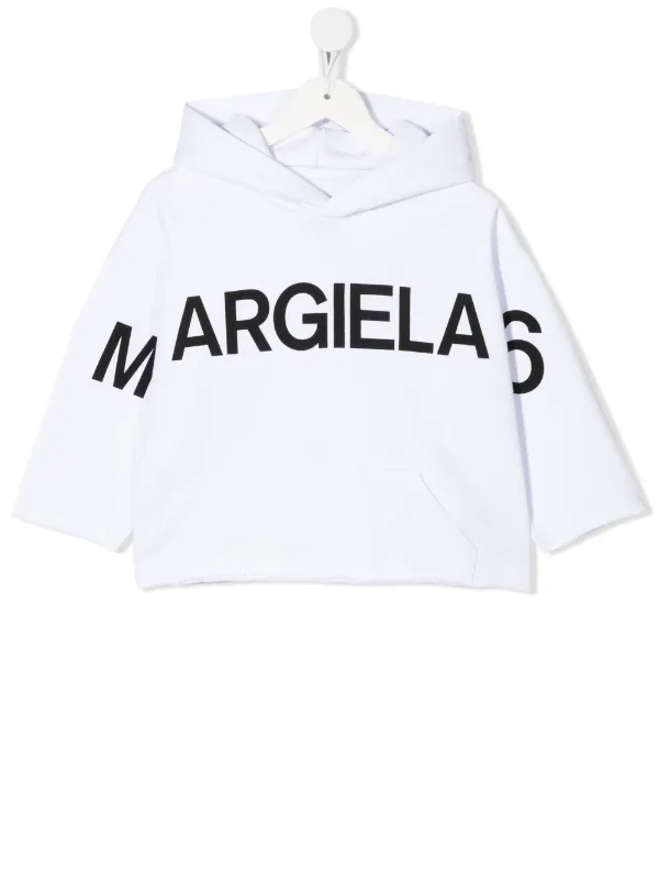 MM6 Maison Margiela Kids logo-print Cotton Hoodie | White  