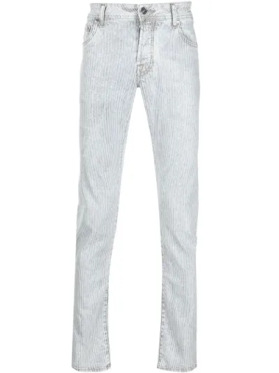jacquard striped slim-fit jeans | Jacob 
